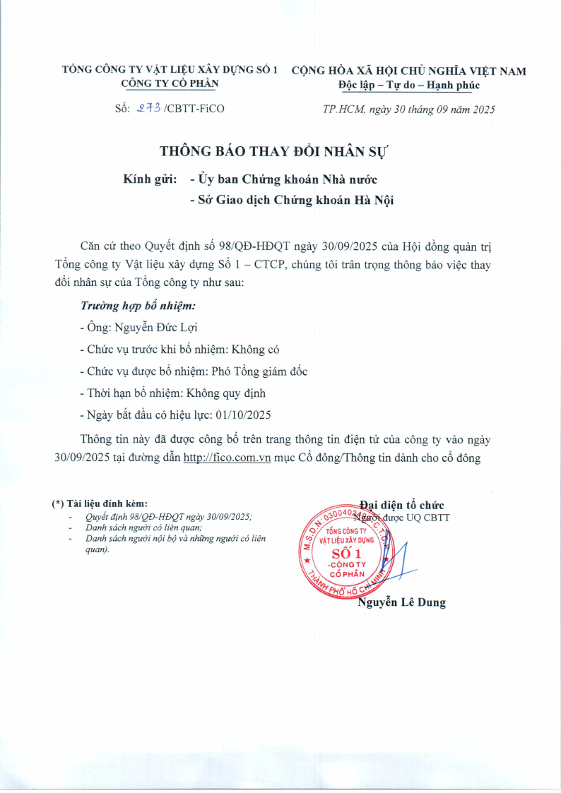 Quyết định HĐQT về việc Bổ nhiệm Phó Tổng giám đốc Tổng